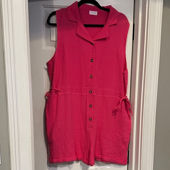 Pink Lily large Hot Pink Sleeveless Romper. Like new - Picture 1 of 1